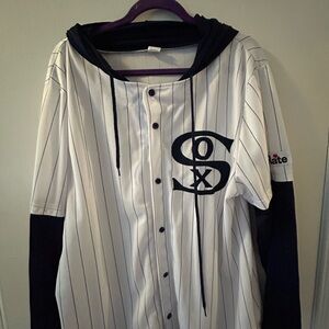 White and Black Striped Chicago White Sox Baseball Jersey Hoodie M